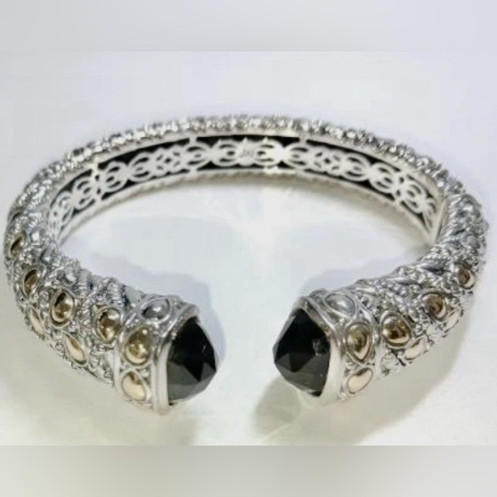 JAI by John Hardy 925 Silver & 14k Gold Jaisalmer Bracelet Onyx 7.25" Lot 1L
